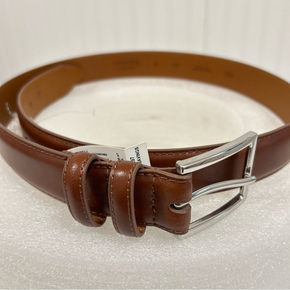 Nordstrom Men's Brown Leather Belt with Silver Buckle